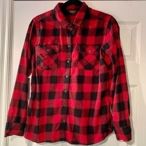 Eddie Bauer Kid’s Large Red Black Plaid Casual L/S Flannel Button Up Shirt